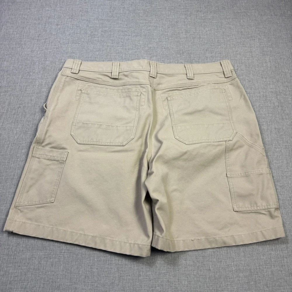 L.L. Bean Katahdin Iron Works Canvas Shorts Mens 42 Beige Cotton Relaxed Fit